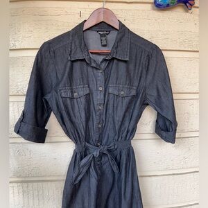 Charcoal Button-Up Midi Dress